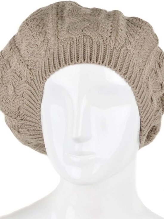 Women\'s Crochet Knitted Style Beanie Slouchy Hat Tan
